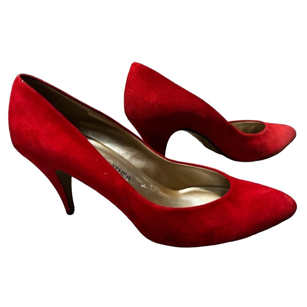 Sergio Zelcer Red Spanish Leather Pumps Sz 8 M Womens 3.5" Heel